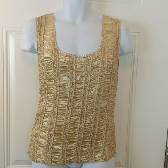 Z.b.d. design tan stretchy crinkled tank top - Picture 1 of 7